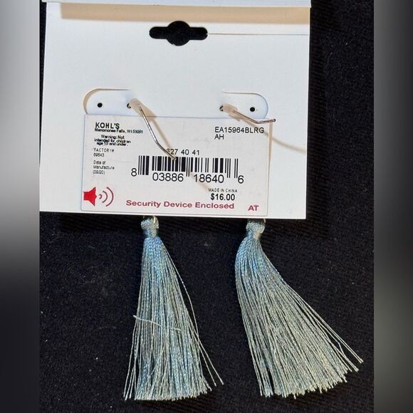 LC Lauren Conrad Blue Tassel Drop Earrings - Lightweight & Trendy 3in - Picture 10 of 11